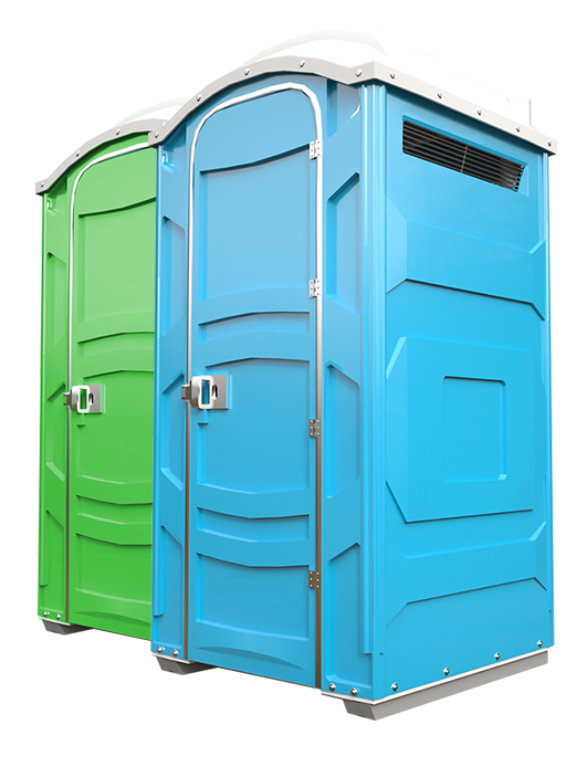 Clean portable toilets delivered and set up for a New Britain job site